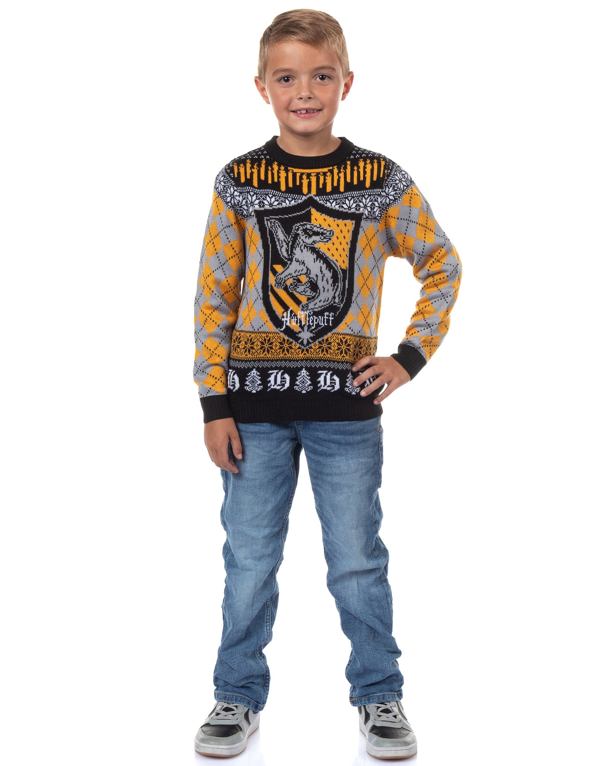 Harry Potter Ugly Sweater Kids House Crest Knit Christmas Pullover