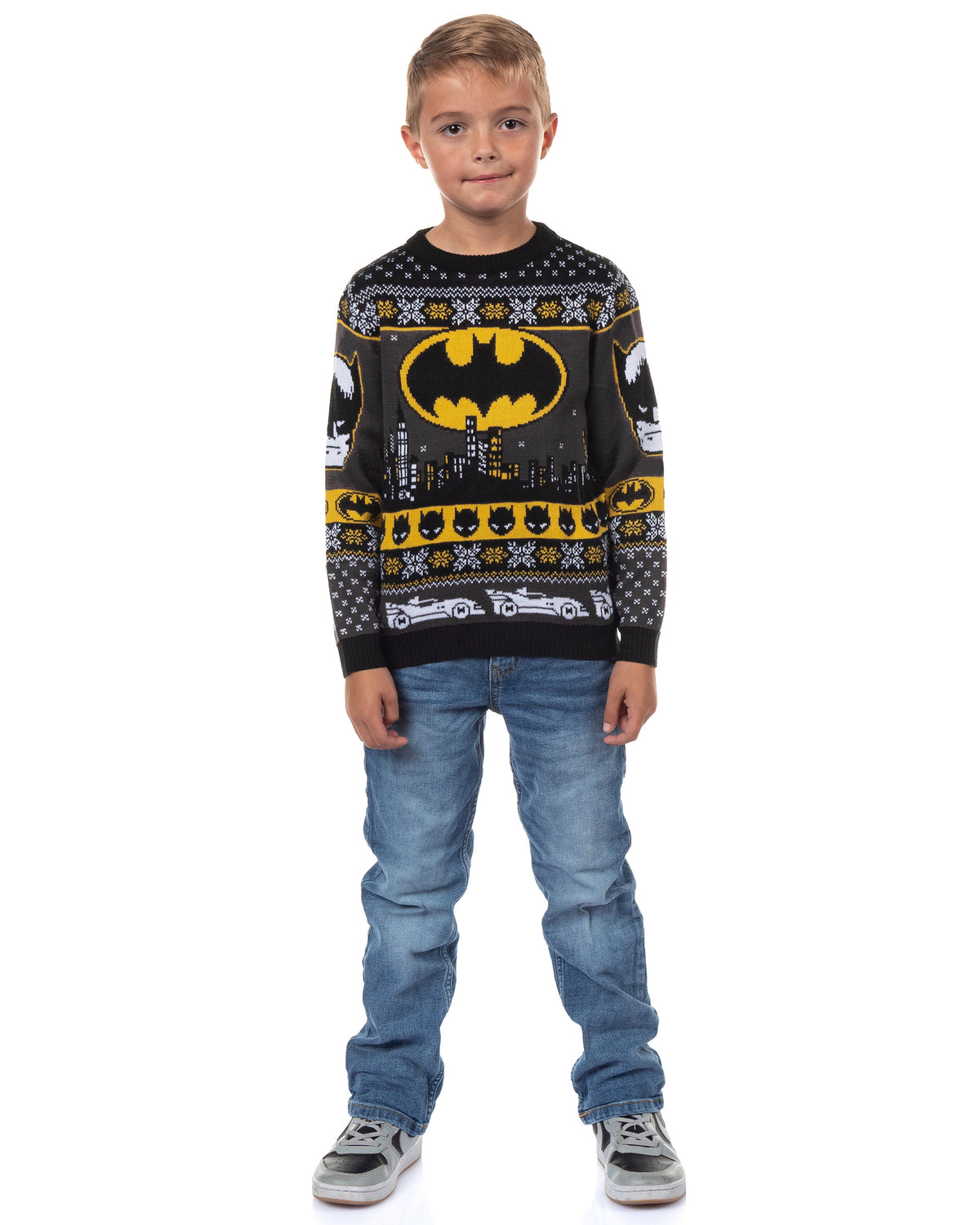 Batman Ugly Sweater Kids Bat Signal Fair Isle Christmas Knit Pullover