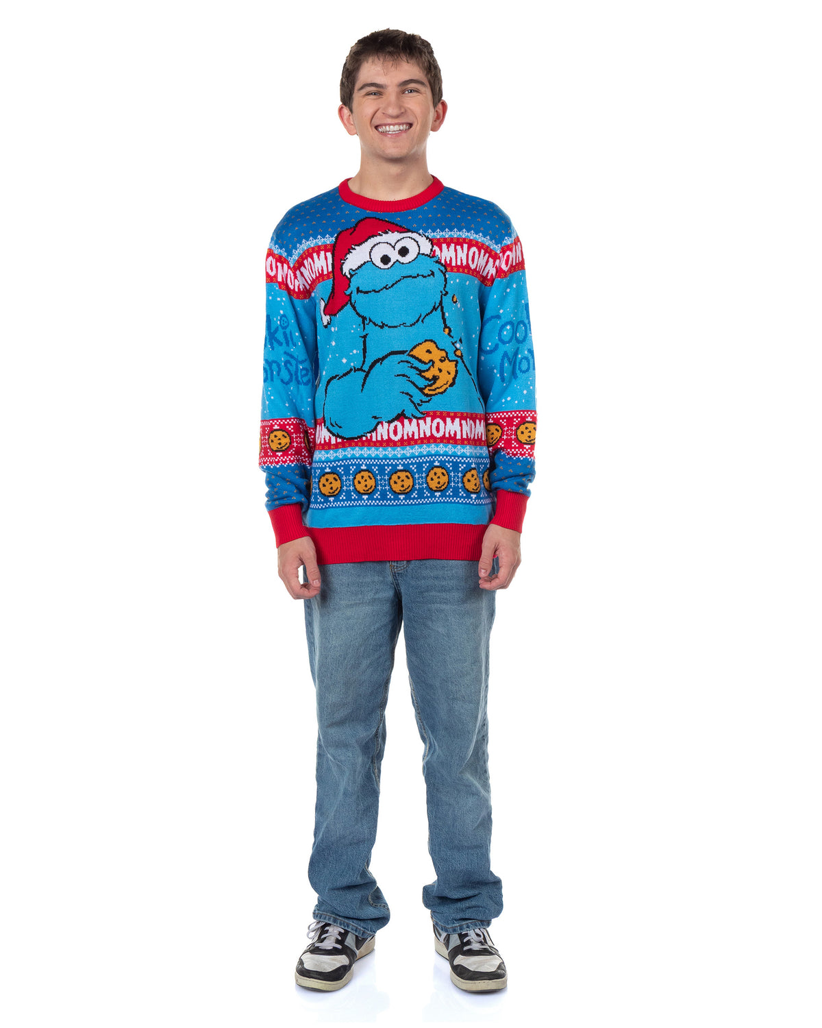 Sesame Street Ugly Sweater Adult Cookie Monster Knit Holiday Pullover