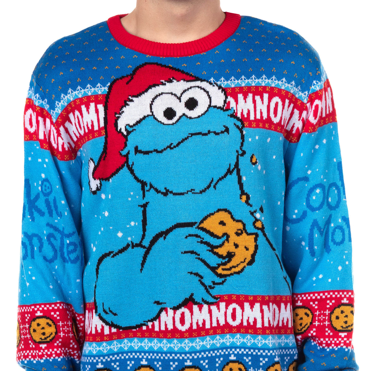 Sesame Street Ugly Sweater Adult Cookie Monster Knit Holiday Pullover