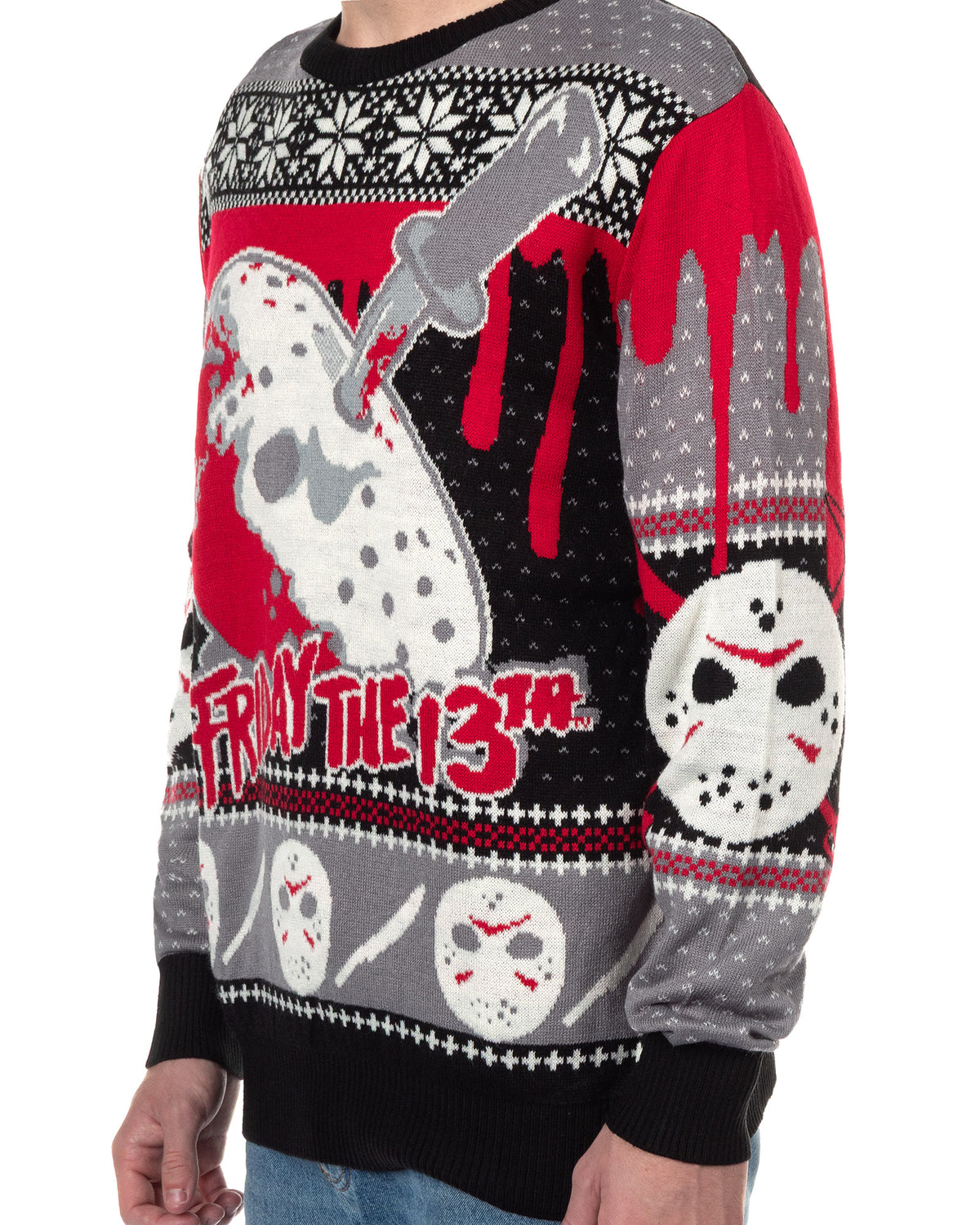 Friday the 13th Ugly Sweater Adult Hockey Mask Holiday Knit Pullover