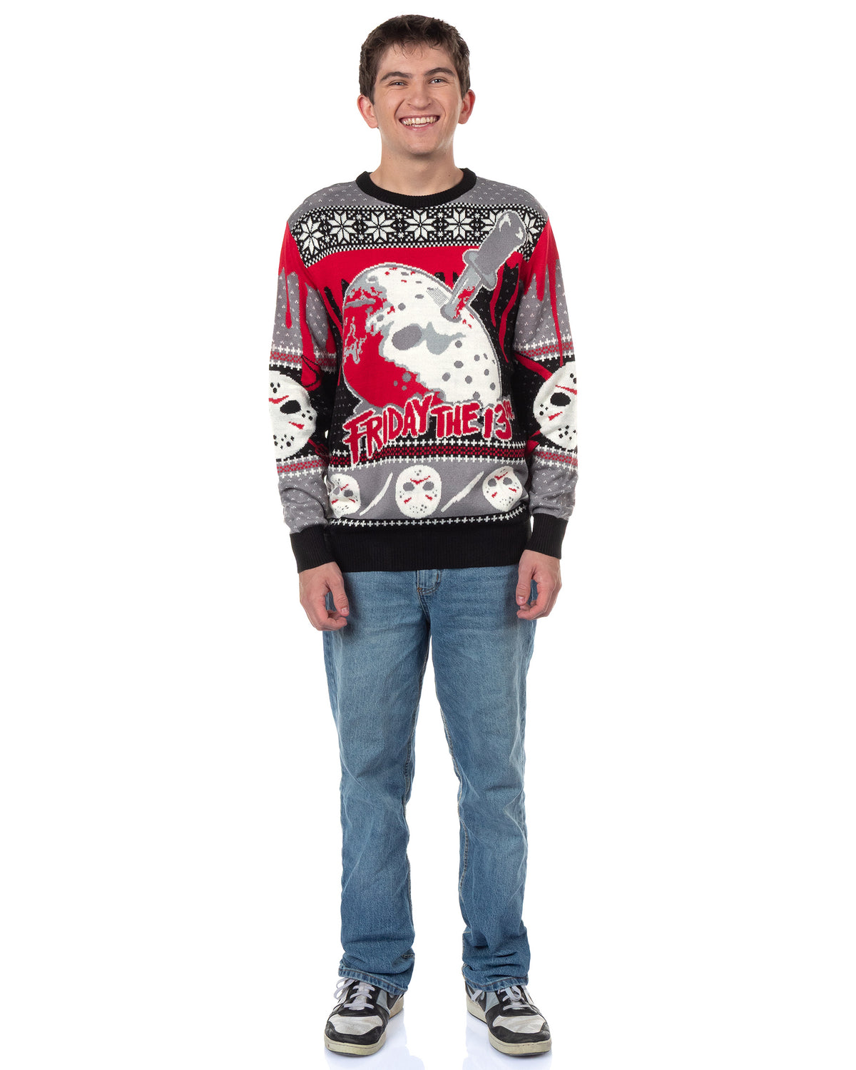 Friday the 13th Ugly Sweater Adult Hockey Mask Holiday Knit Pullover