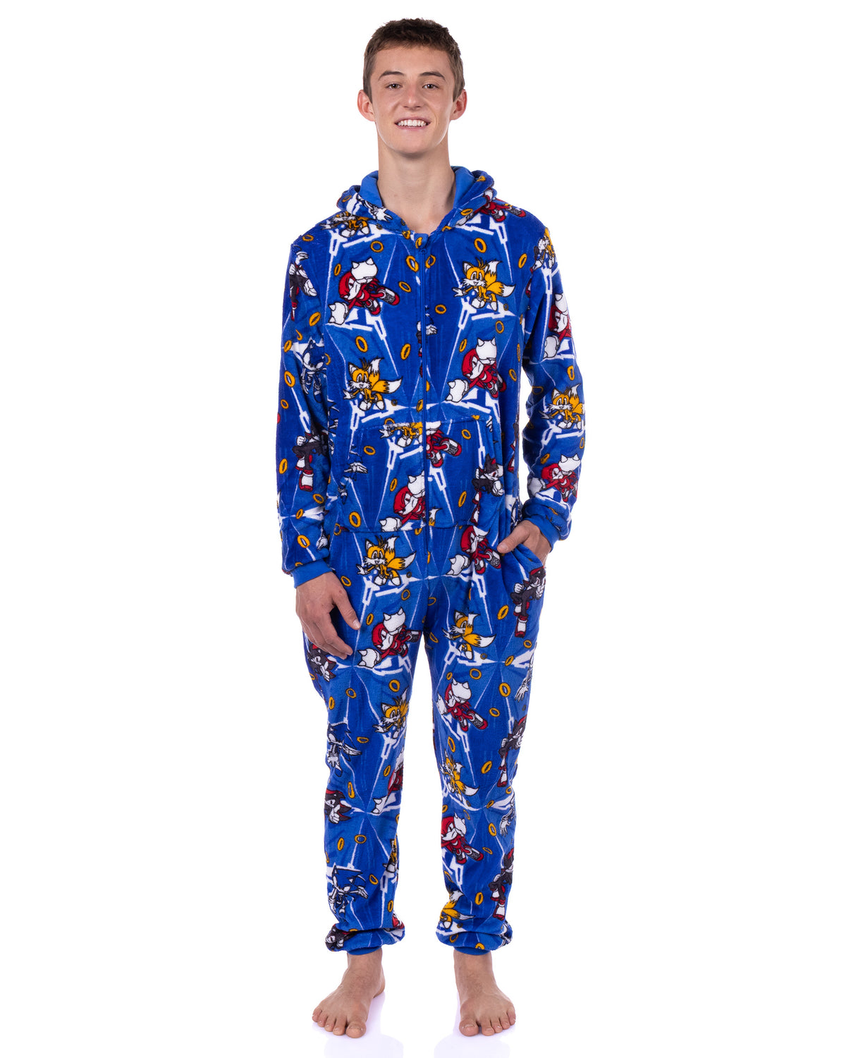 Sonic The Hedgehog Union Suit Character Design Adult Zip-Up Pajamas
