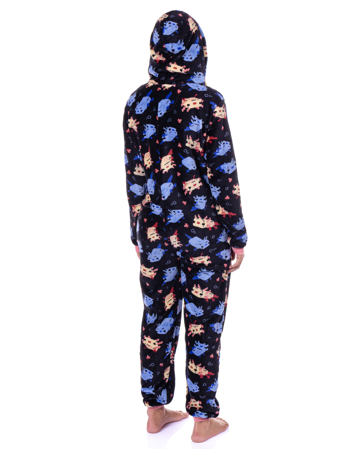 Minecraft Union Suit Axolotl Design Adult Zip-Up Hooded Pajamas