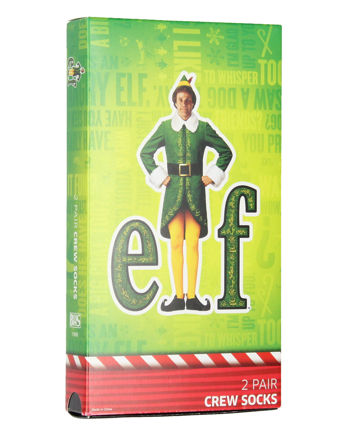 Elf Women's Socks Buddy Santa's Coming VHS Replica Case 2-Pair Crew Socks