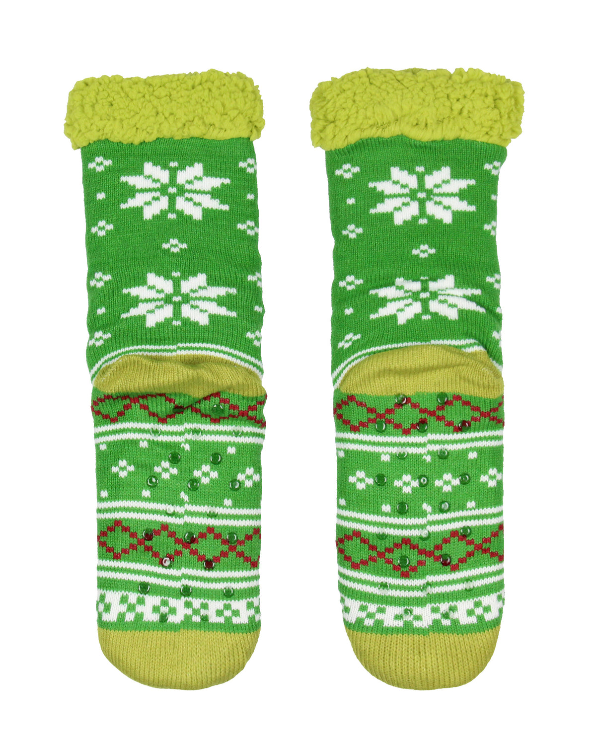 Dr. Seuss The Grinch Women's Grinch Fair Isle Knit Fleece Lined Crew Socks