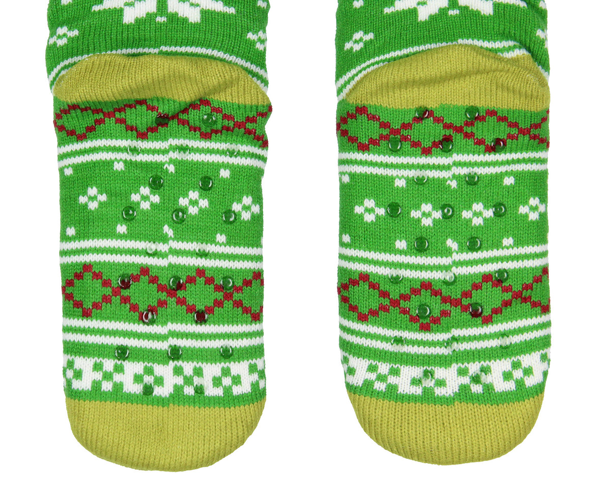 Dr. Seuss The Grinch Women's Grinch Fair Isle Knit Fleece Lined Crew Socks