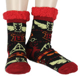Harry Potter Women's Icons Knit Fleece Lined Slipper Crew Socks Shoe Size 5-10