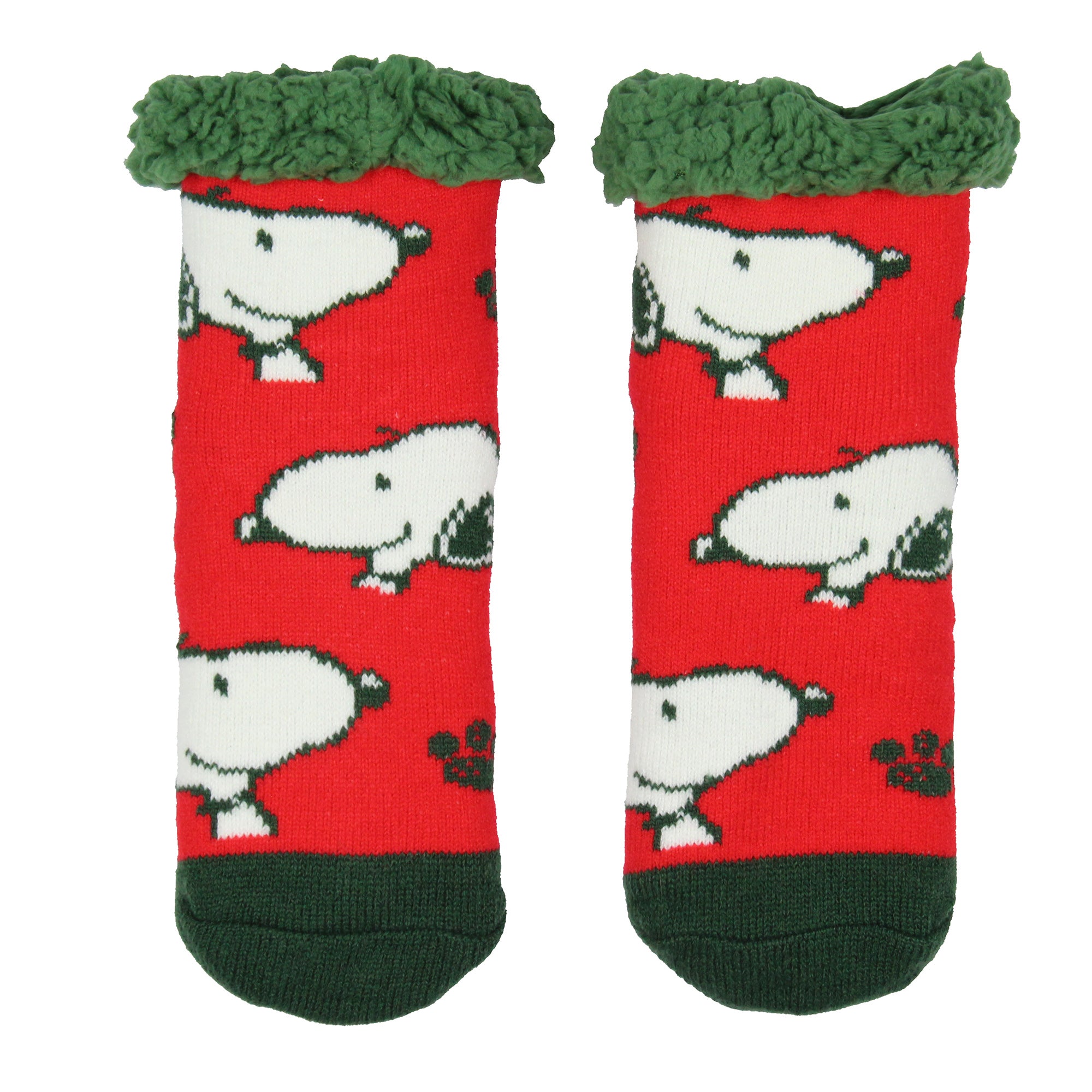 Peanuts Women's Snoopy Knit Fuzzy Fleece Lined Slipper Crew Socks Shoe Size 5-10