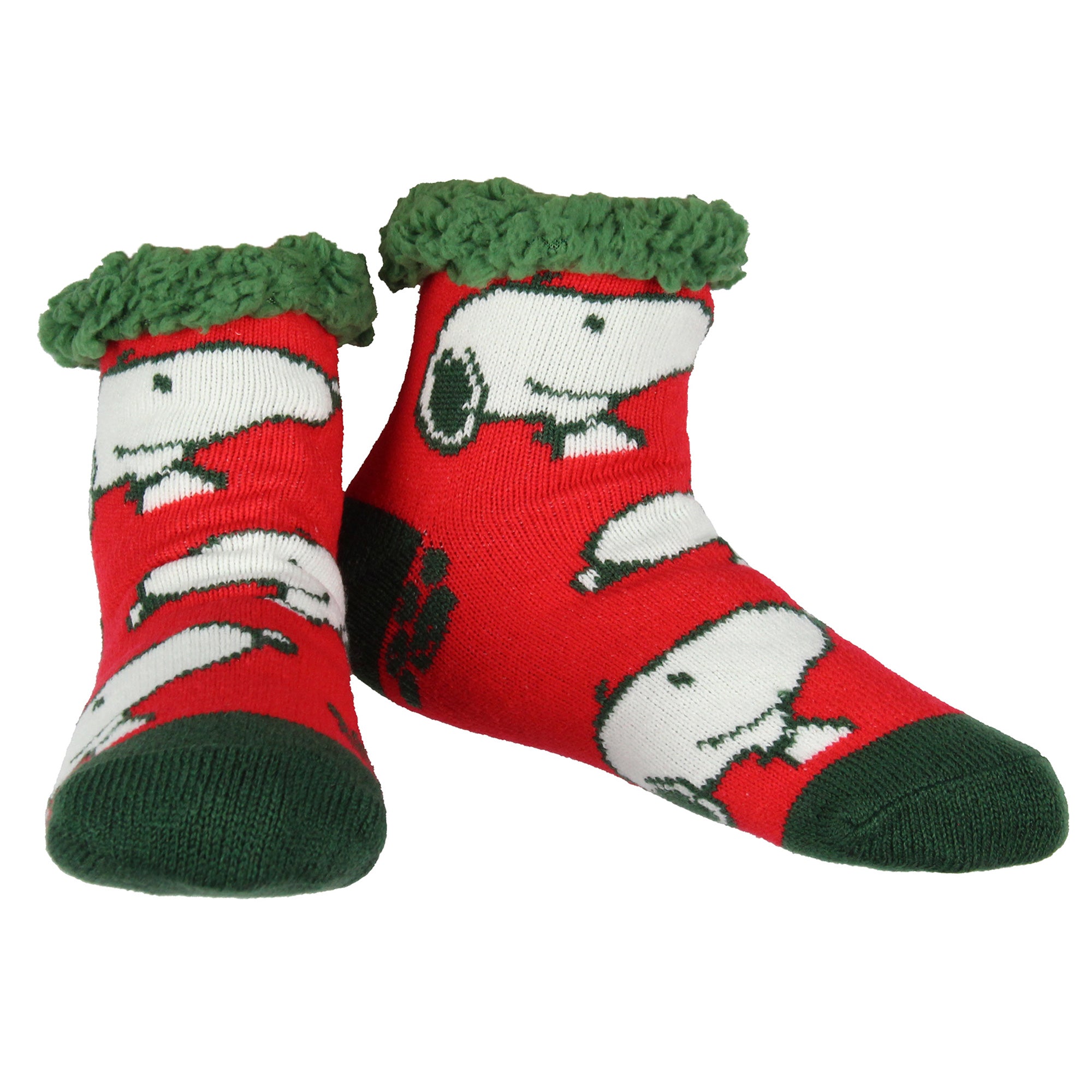 Peanuts Women's Snoopy Knit Fuzzy Fleece Lined Slipper Crew Socks Shoe Size 5-10