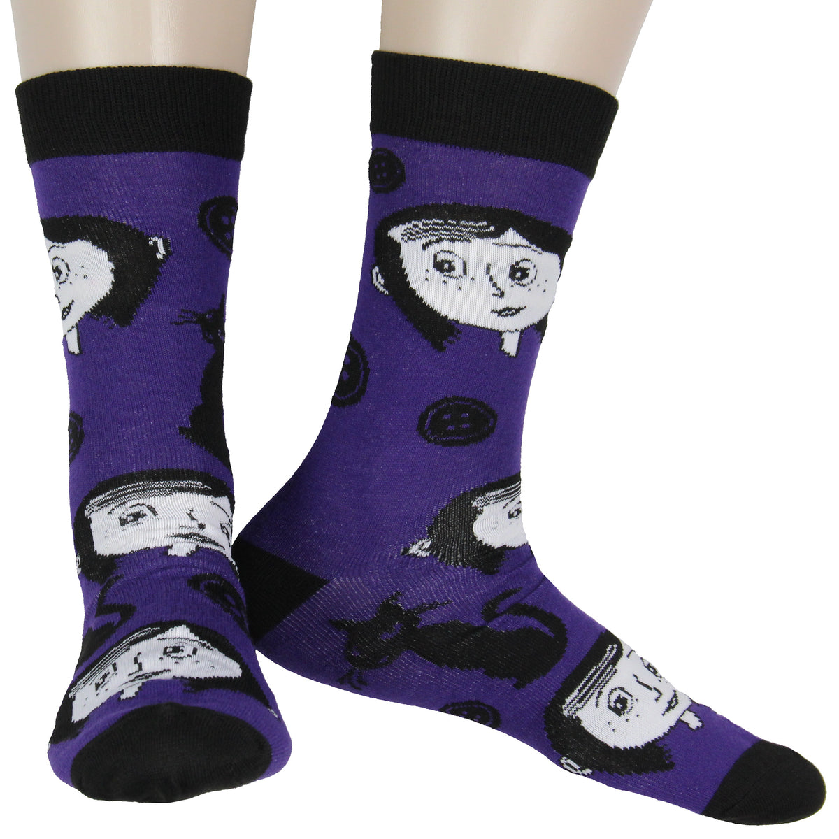 Coraline Movie s 2-Pack Casual Novelty Men's Crew Socks Shoe Size 8-12