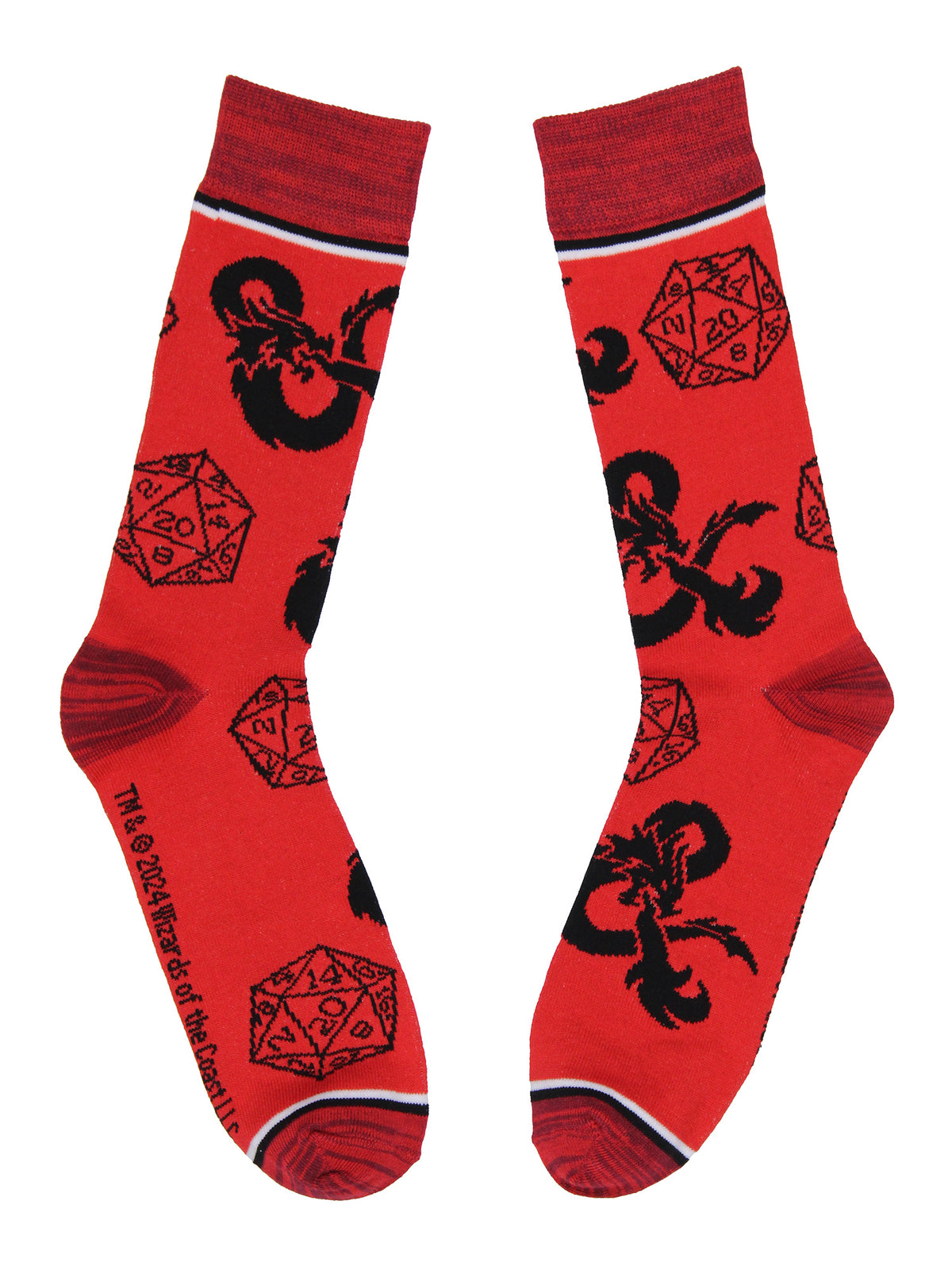 Dungeons and Dragons Men's 2 Pack Dice And Dragon Design Crew Sock