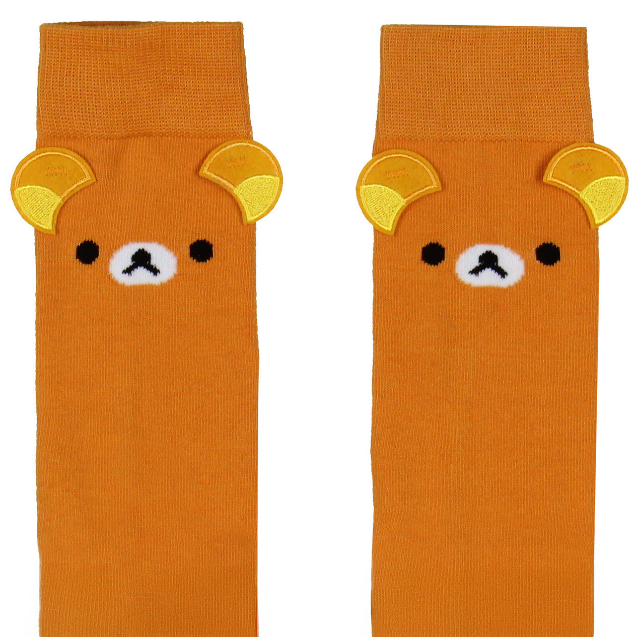 Rilakkuma Men's Face Design with 3D Ears Mid-Calf Crew Socks Shoe Sizes 8-12