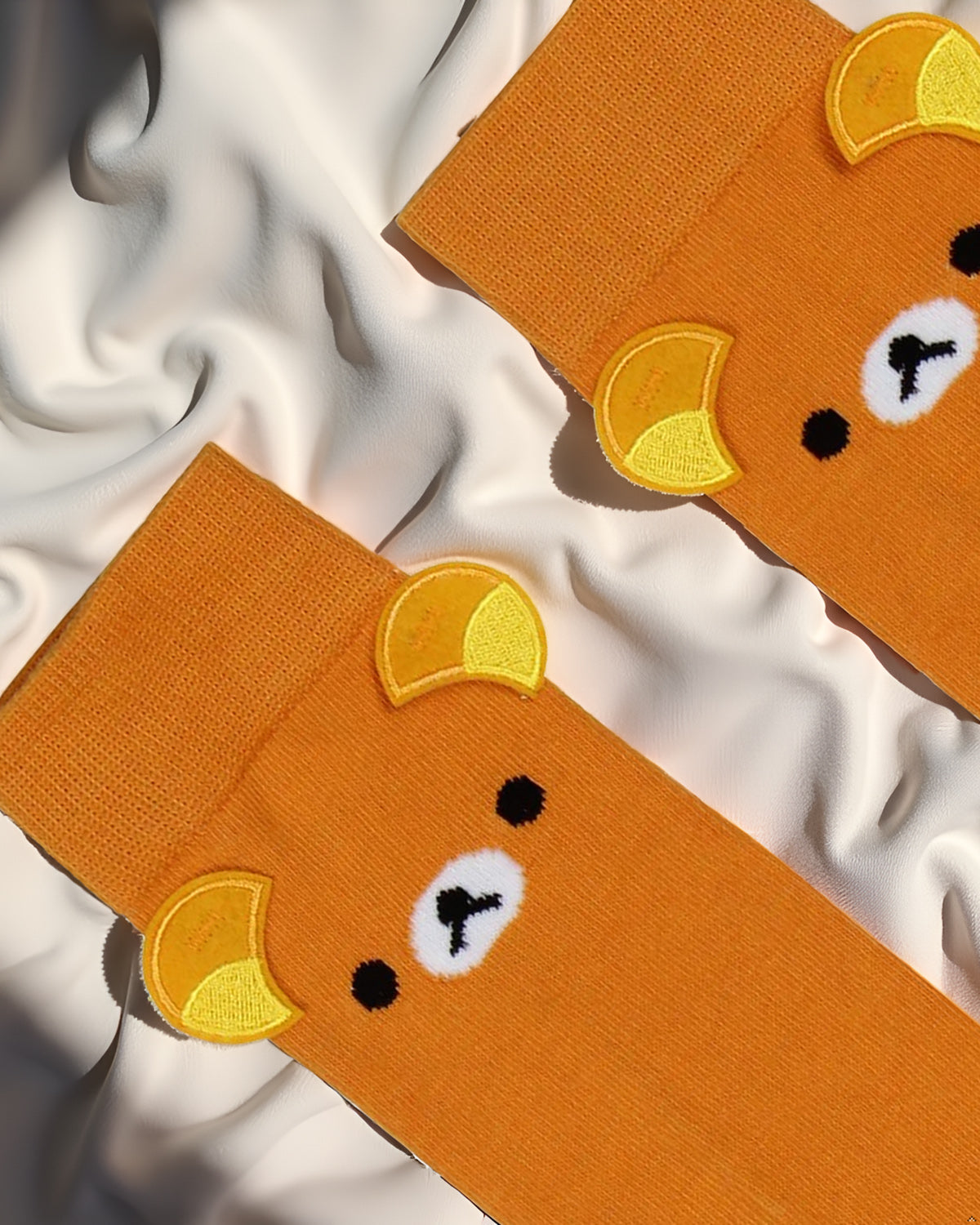 Rilakkuma Men's Face Design with 3D Ears Mid-Calf Crew Socks Shoe Sizes 8-12