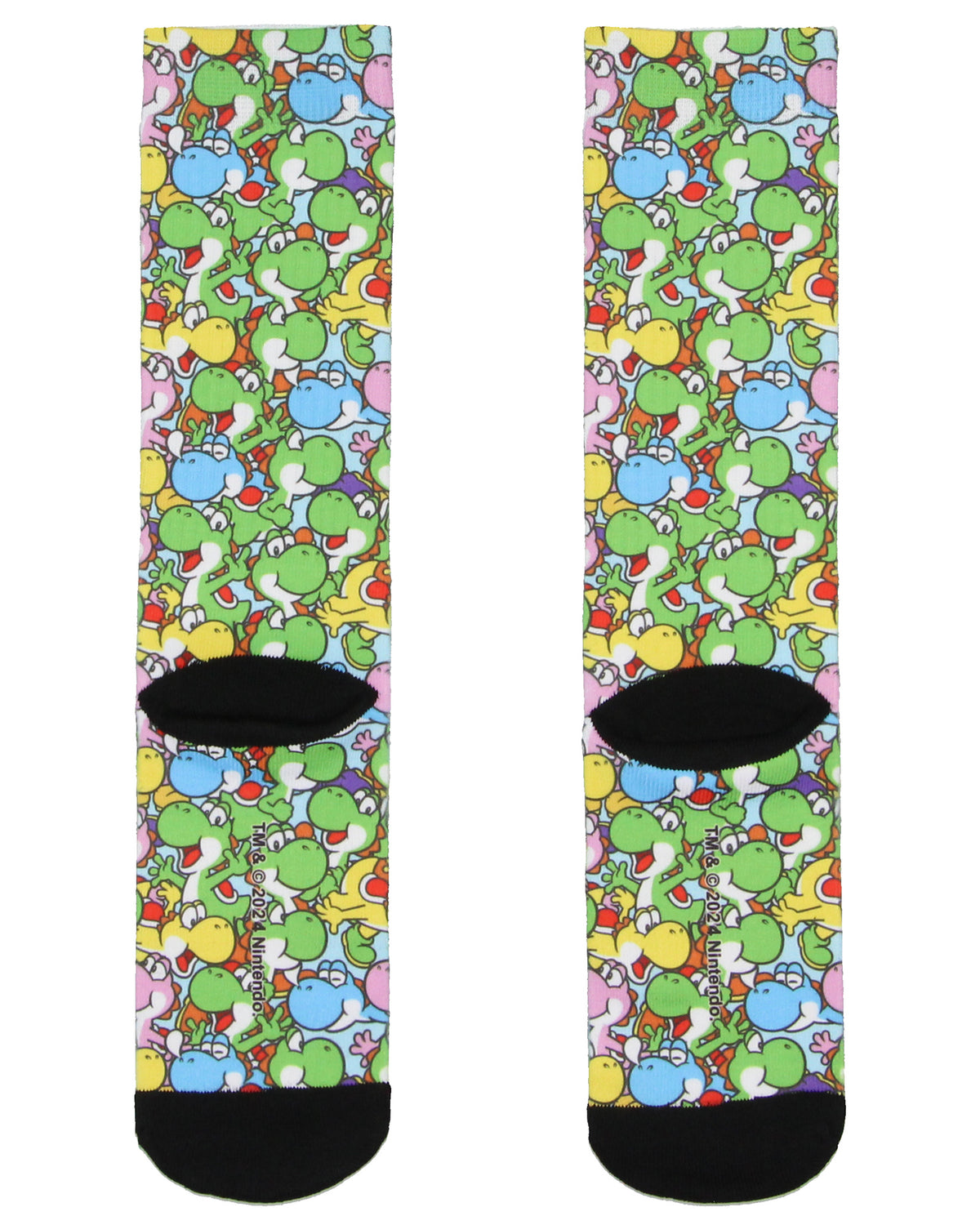 Nintendo Super Mario Video Game Men's Yoshi Dino Sublimated Crew Socks
