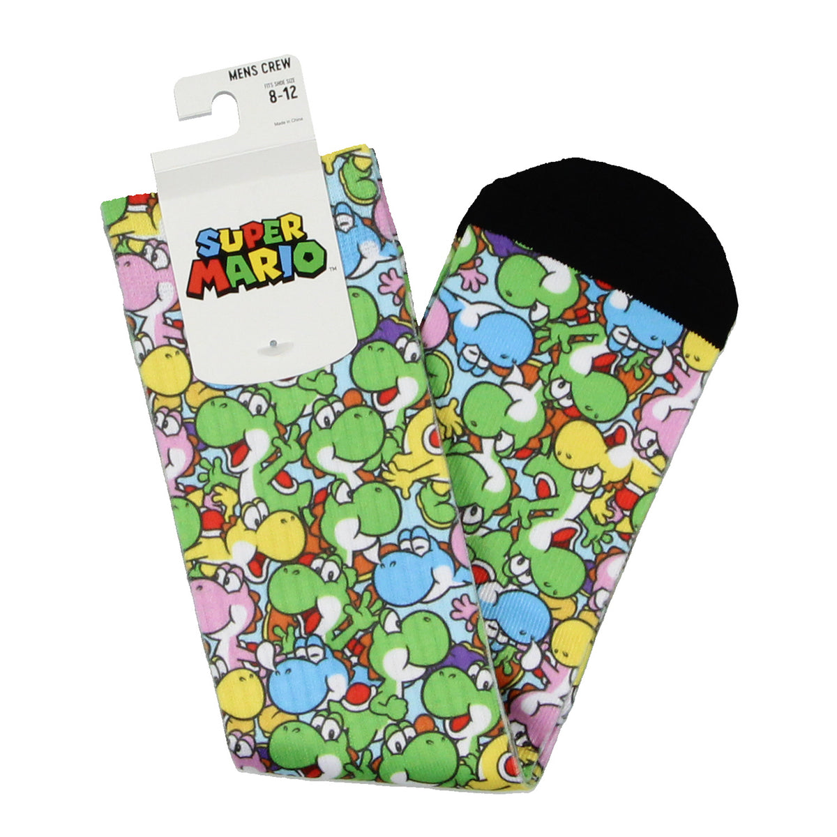 Nintendo Super Mario Video Game Men's Yoshi Dino Sublimated Crew Socks