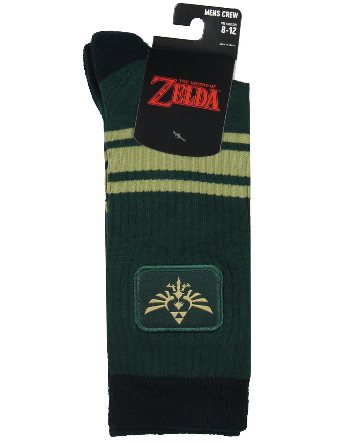 Legend of Zelda Kingdom of Hyrule Patch Novelty Men's Crew Socks Shoe Size 8-12