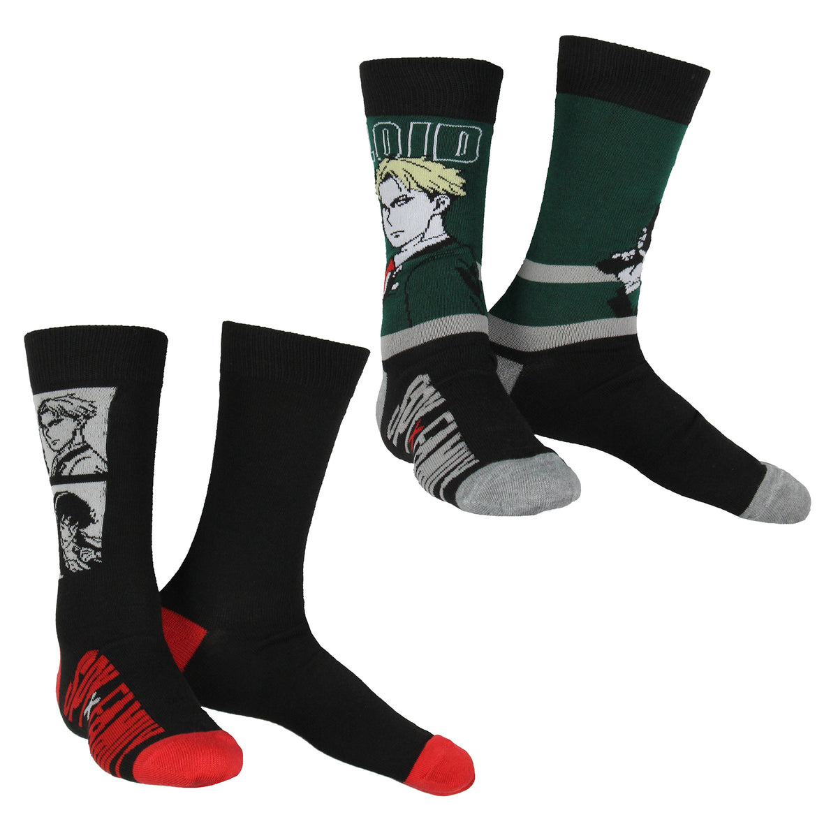 Spy x Family Men's Loid 2-Pack Manga Anime Mid-Calf Crew Socks