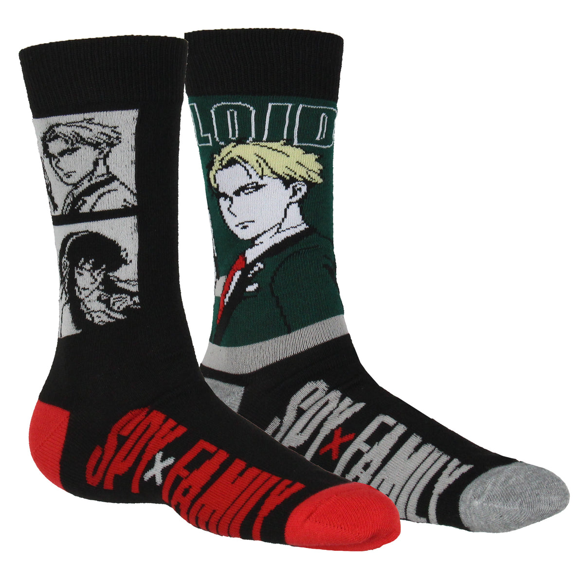 Spy x Family Men's Loid 2-Pack Manga Anime Mid-Calf Crew Socks