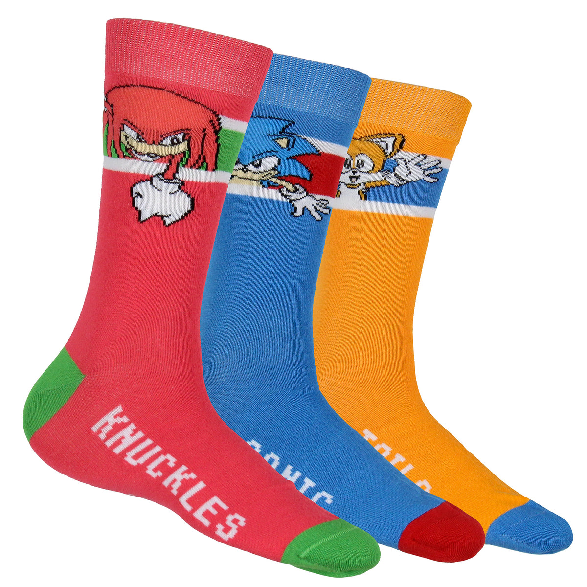Sonic The Hedgehog Socks Men's 3 Pair Crew Socks Sonic Tails and Knuckles