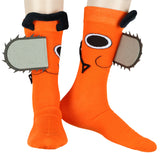 Chainsaw Man Men's Pochita 3D Pull Start Handle Chainsaw Crew Sock