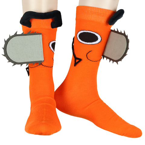Chainsaw Man Men's Pochita 3D Pull Start Handle Chainsaw Crew Sock
