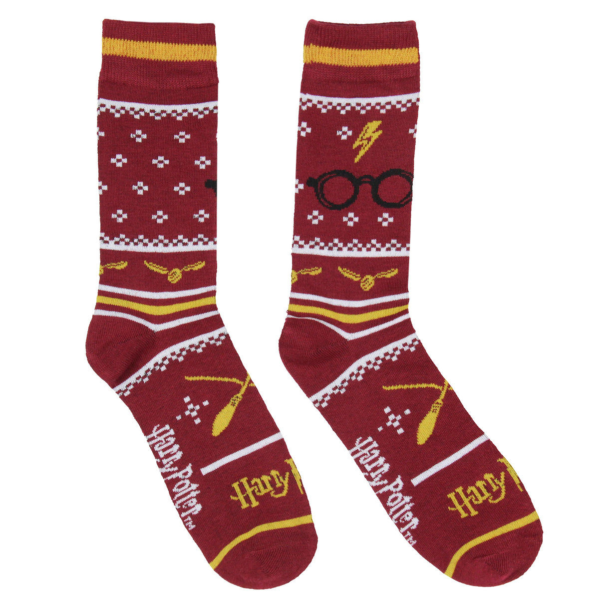Harry Potter Men's Hogwarts and Quidditch 2 Pack Mid-Calf Crew Socks