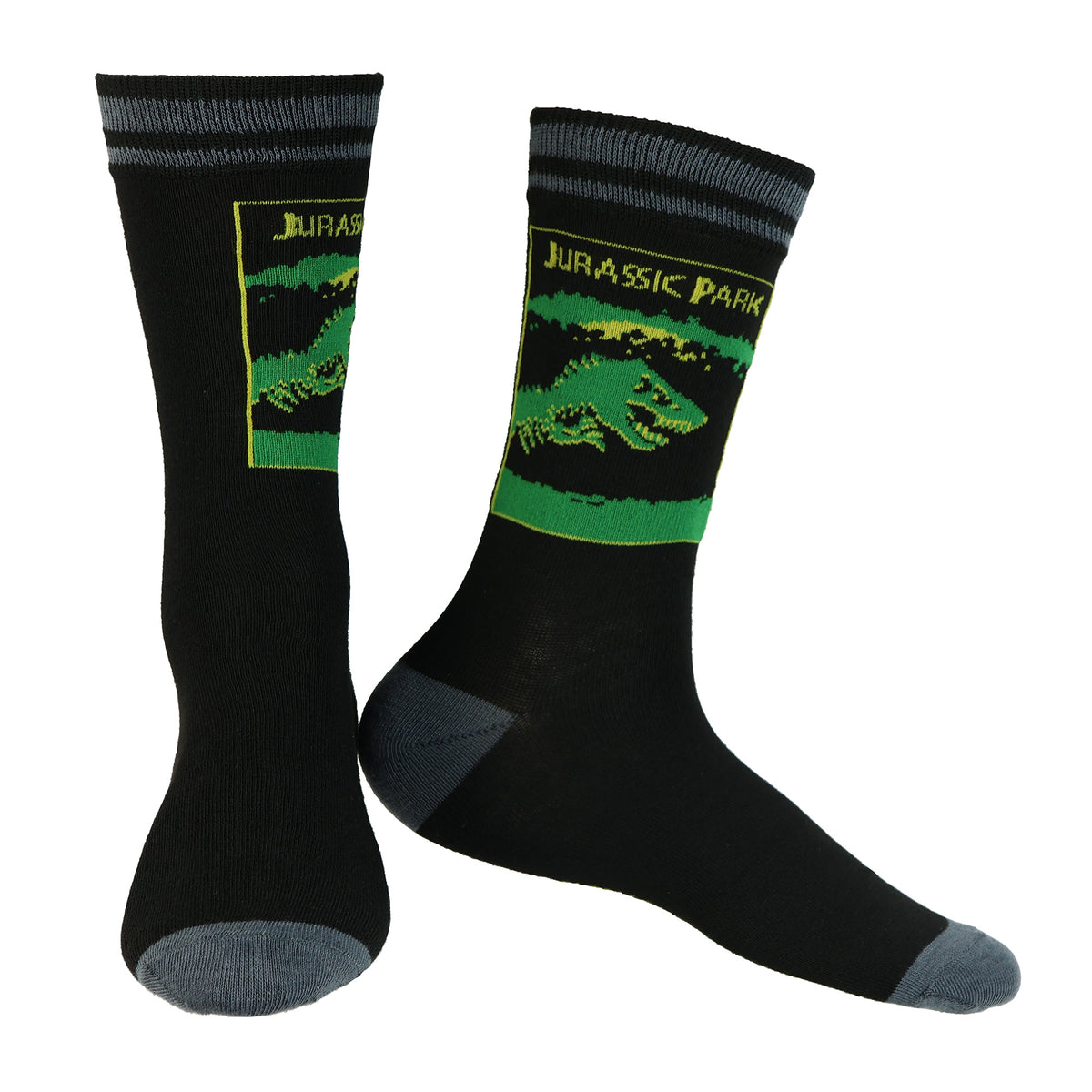 Jurassic Park Socks Men's Dinosaur T Rex Logo Crew Sock 4 Pair OSFM