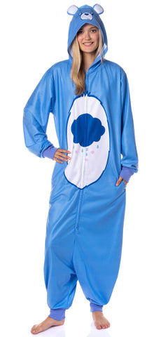 Care Bears Hooded Union Suit Grumpy Bear Costume Womens Pajama (2X/3X)