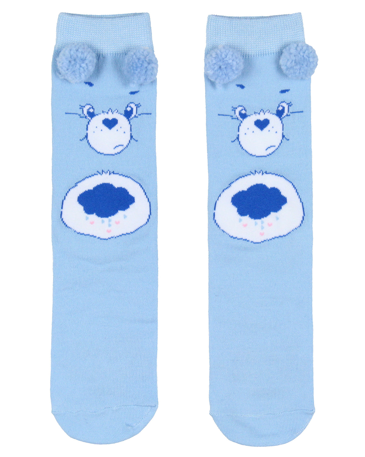 Care Bears Socks Women's Grumpy Bear Design Pom-Pom Crew Socks Size 9-11