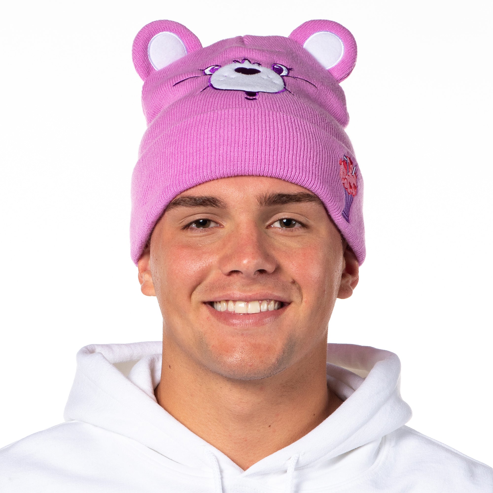 Care Bears Embroidered Face and Belly Badges Cuff Knit Beanie