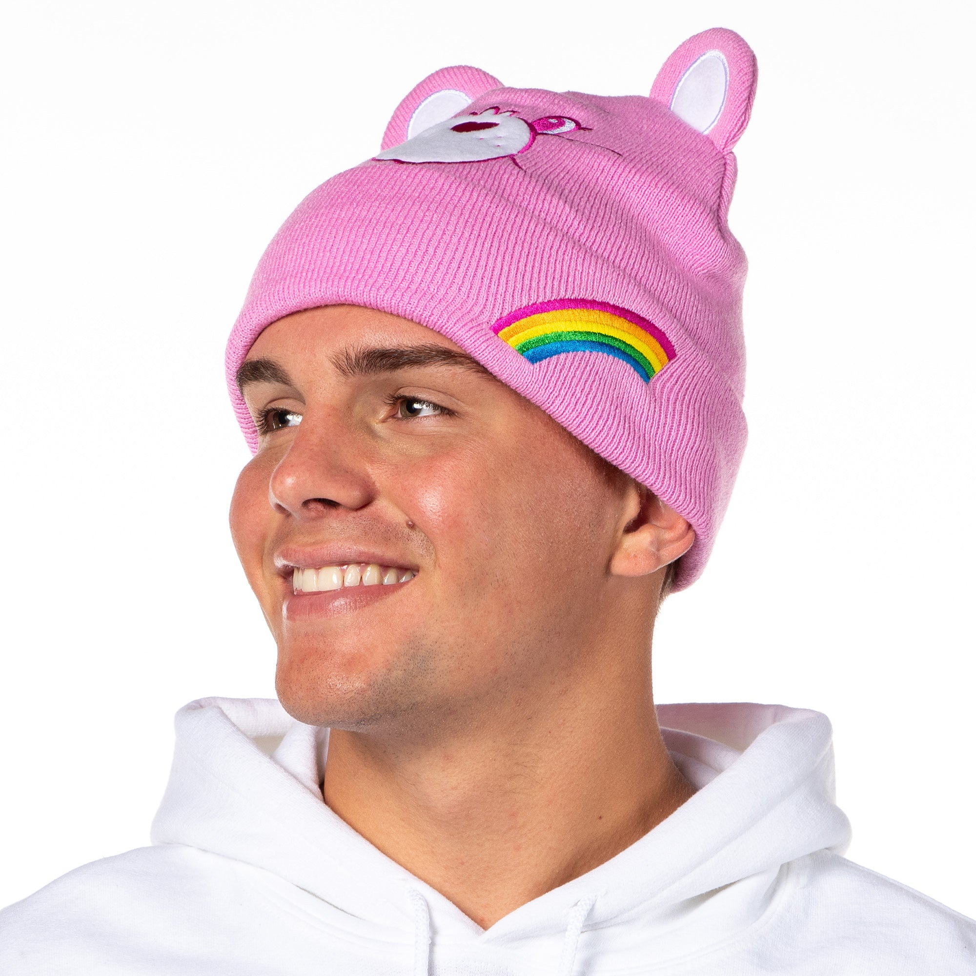 Care Bears Embroidered Face and Belly Badges Cuff Knit Beanie