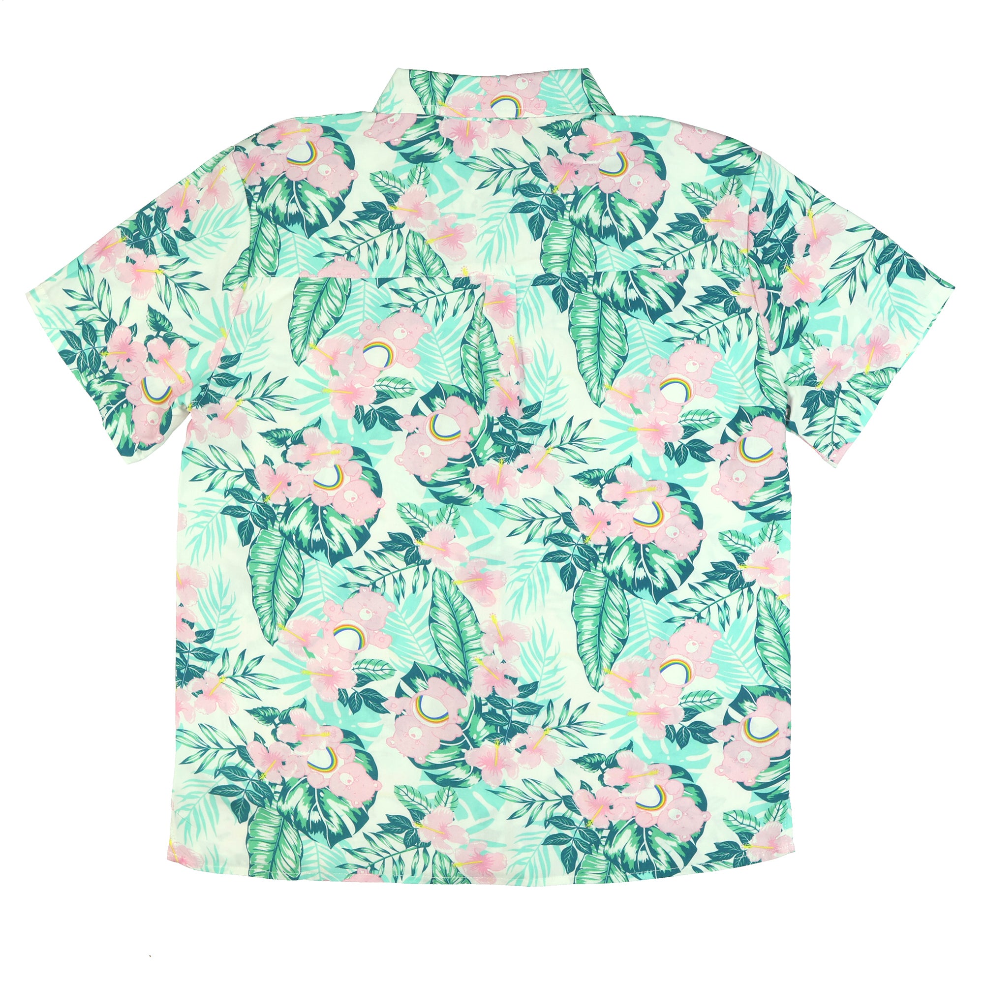 Care Bears Hawaiian Shirt Junior Women's Cheer Bear Tropical Button Up Top