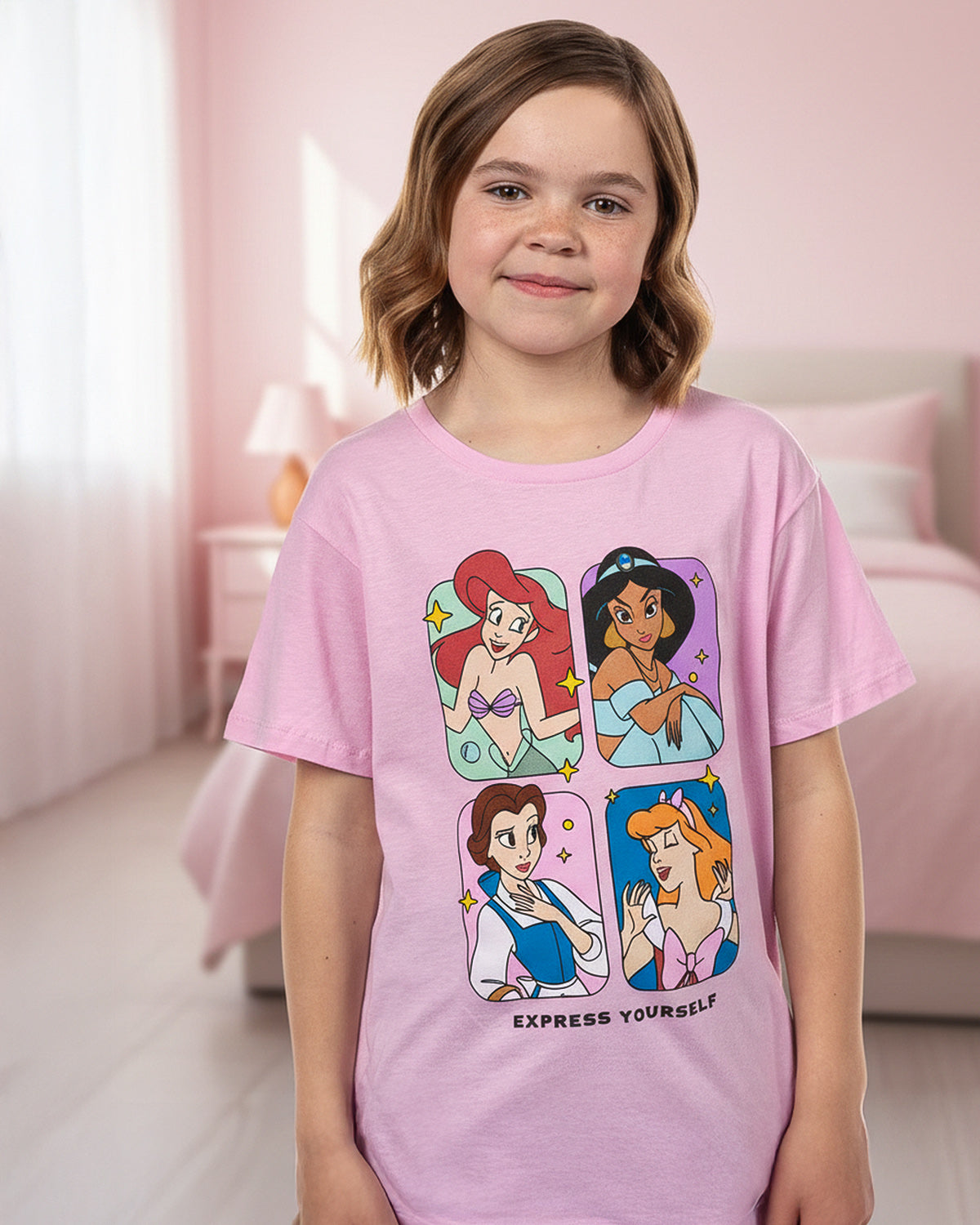 Disney Princess Shirt Girls' Express Yourself Character Portraits Tee