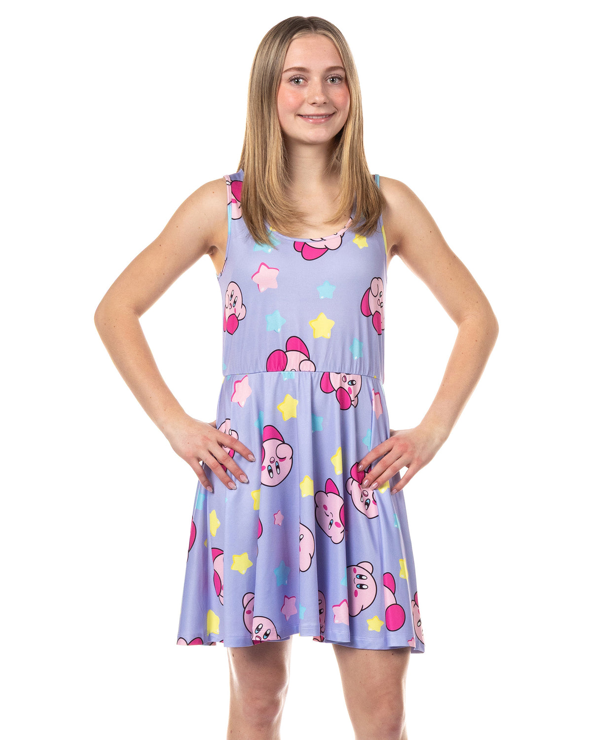 Nintendo Kirby Juniors' Skater Dress AOP A-Line Knee-Length Women's Sundress
