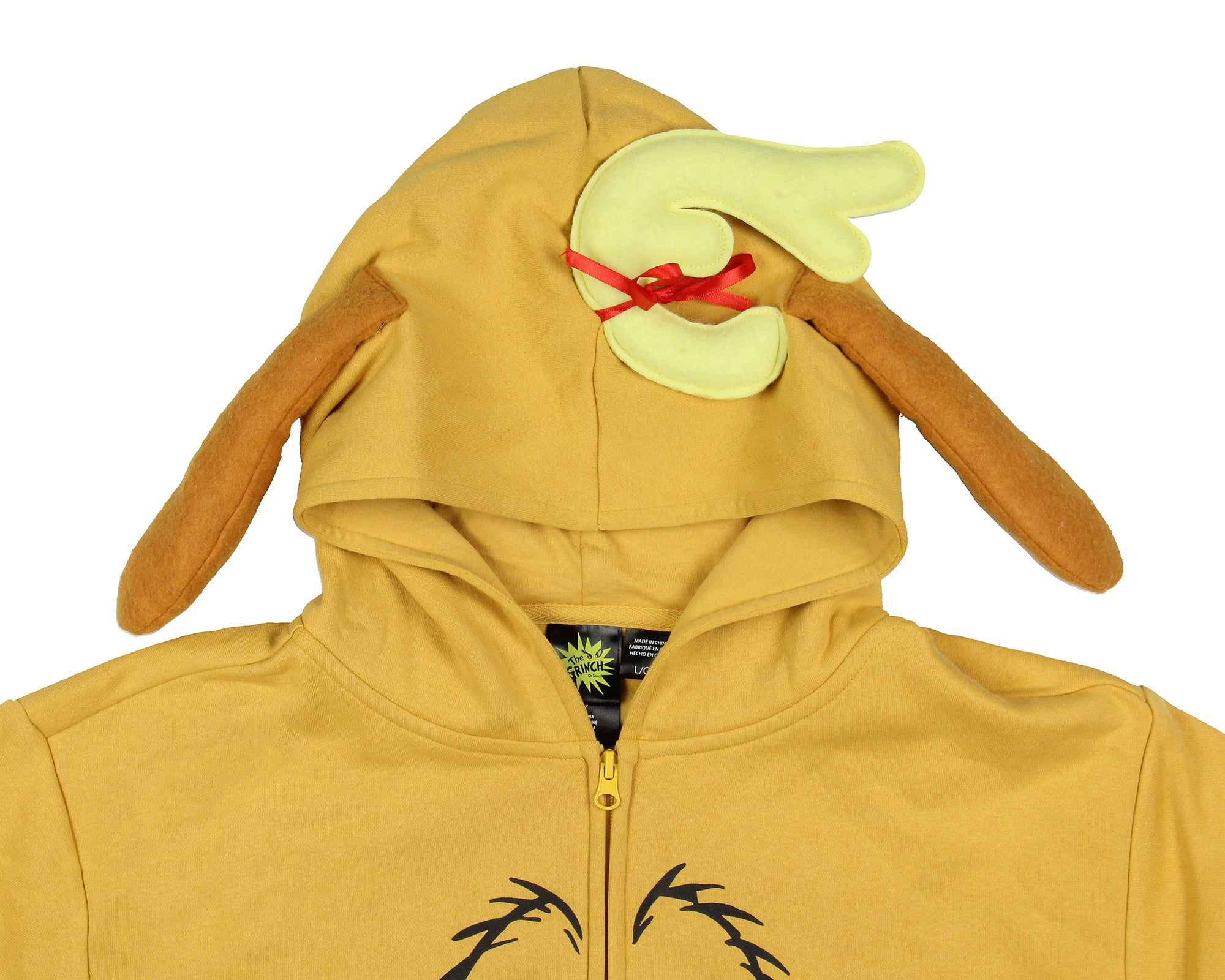 Dr Seuss Men's The Grinch Max The Dog Face Christmas Zip Up Hoodie Sweatshirt