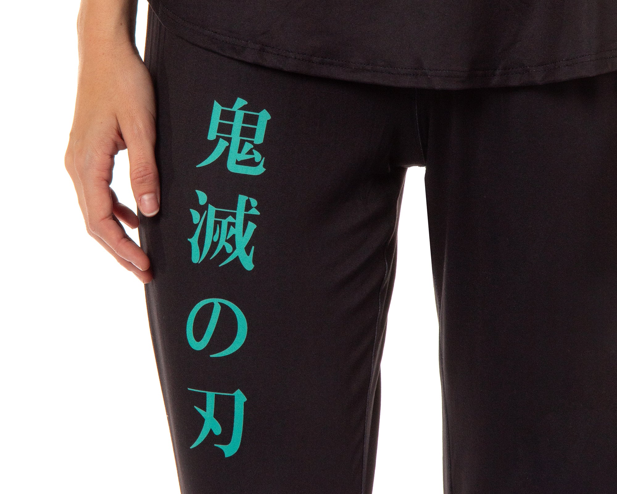 Demon Slayer Women's Character Panels Kanji Raglan Lounge Pajama Sleep Set