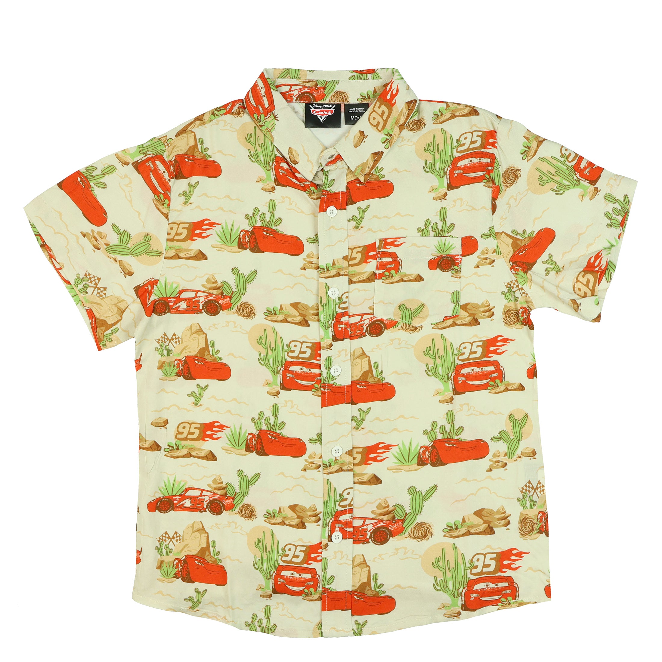 Disney Cars Hawaiian T-Shirt Boys' Button-Up Short Sleeve Woven Top