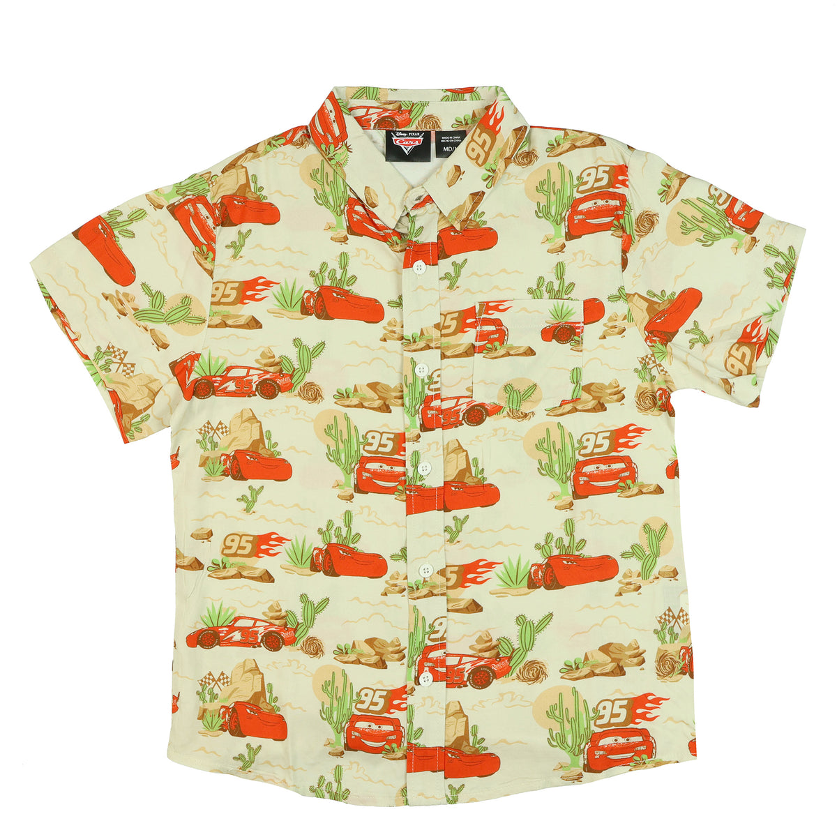 Disney Cars Hawaiian T-Shirt Boys' Button-Up Short Sleeve Woven Top