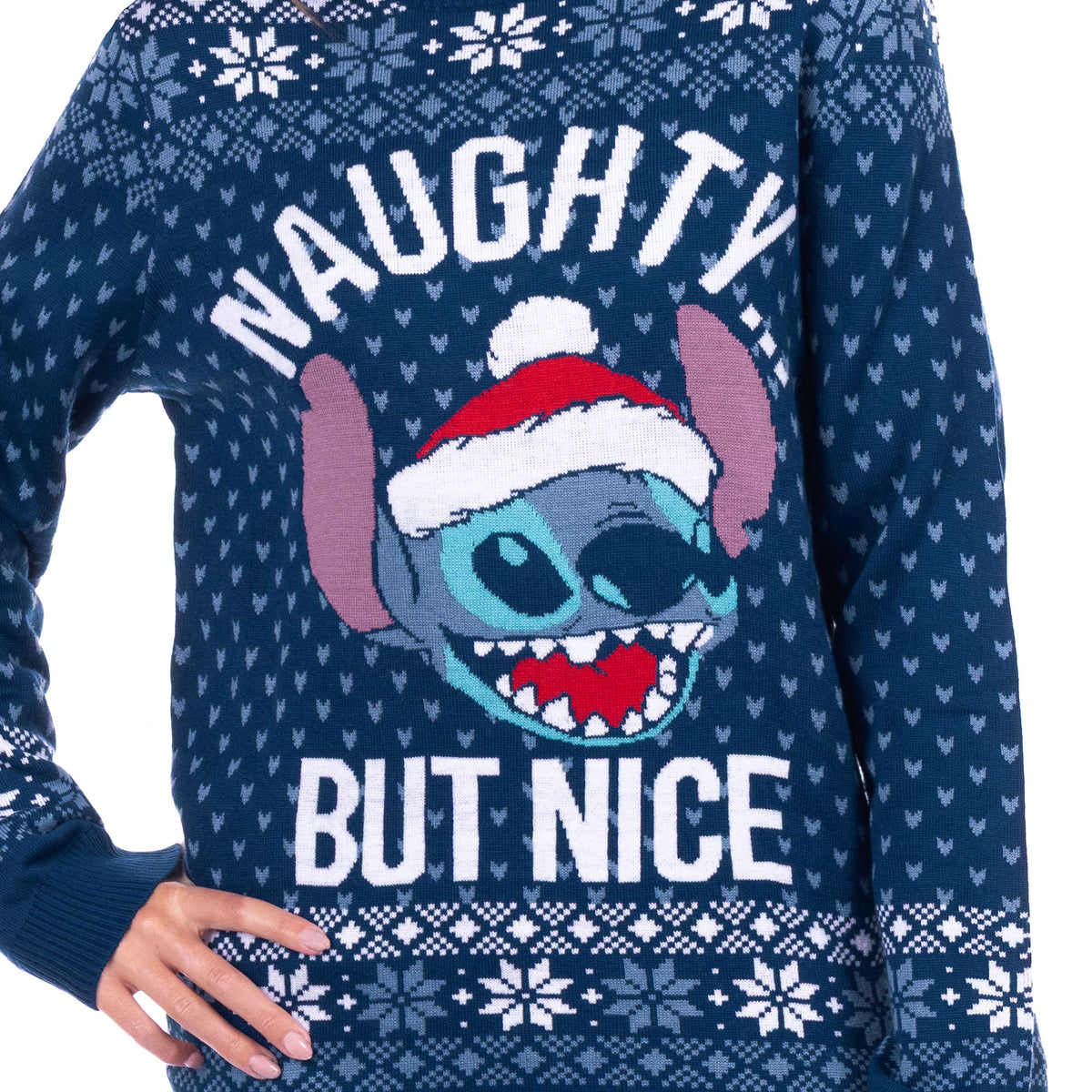 Disney Lilo & Stitch Men's Naughty But Nice Ugly Sweater for Christmas Pullover