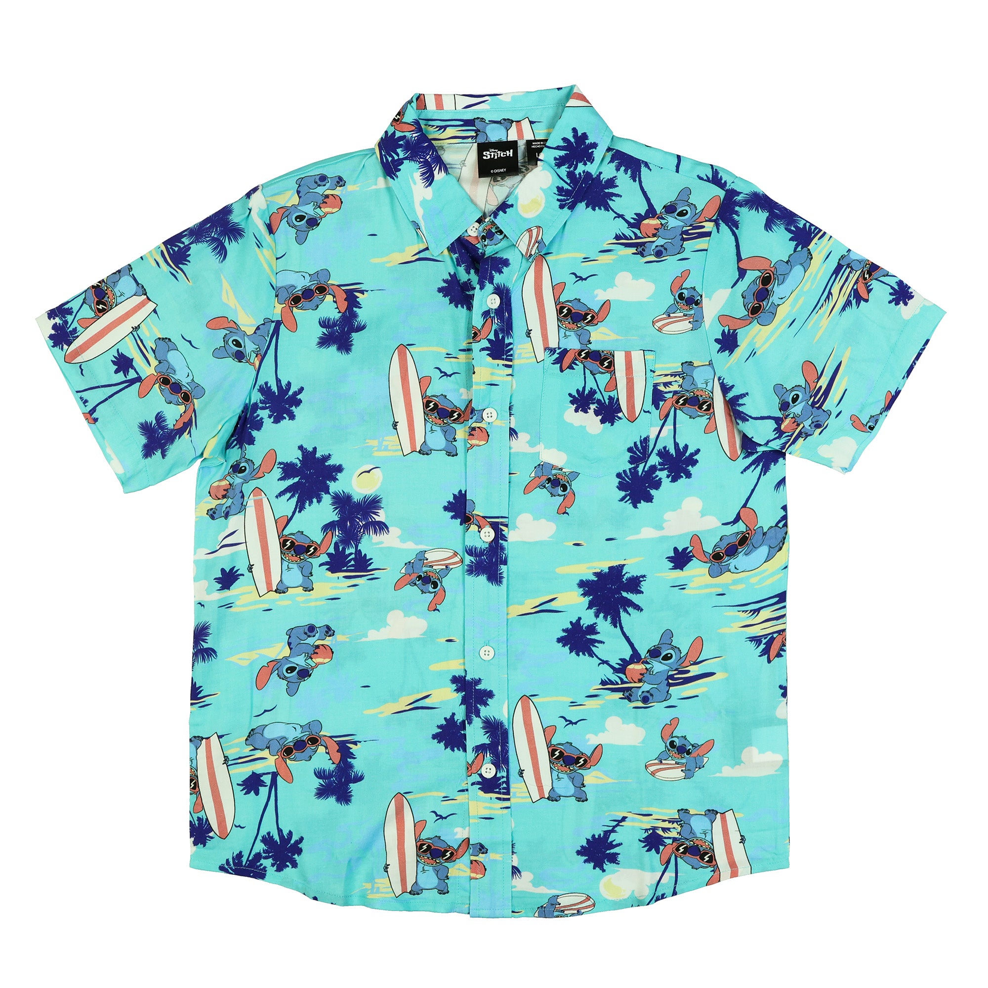 Disney Stitch Hawaiian Shirt Boys' Button-Up Short Sleeve Woven Top
