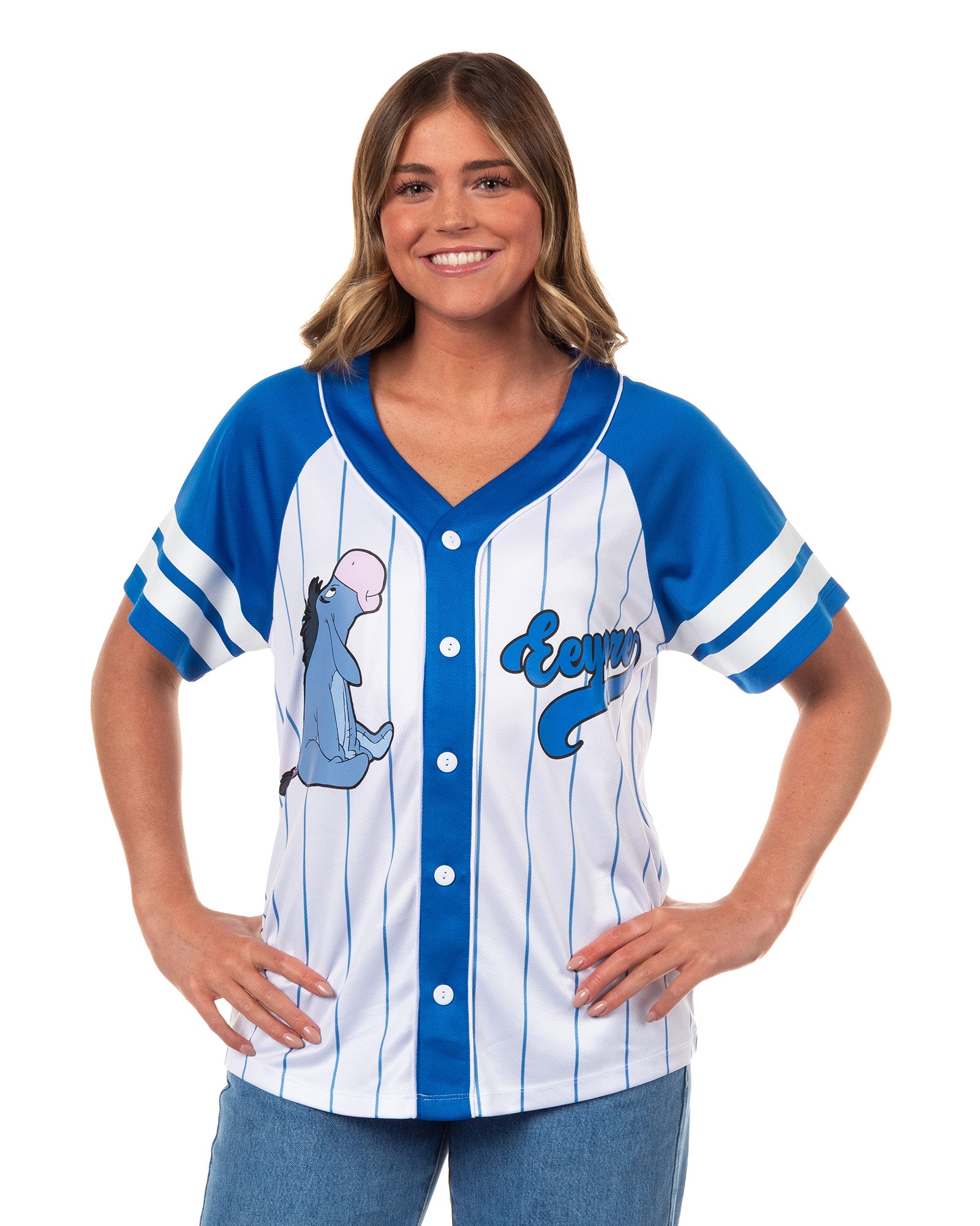 Disney Winnie The Pooh Baseball Jersey Women's Eeyore Button Up Shirt