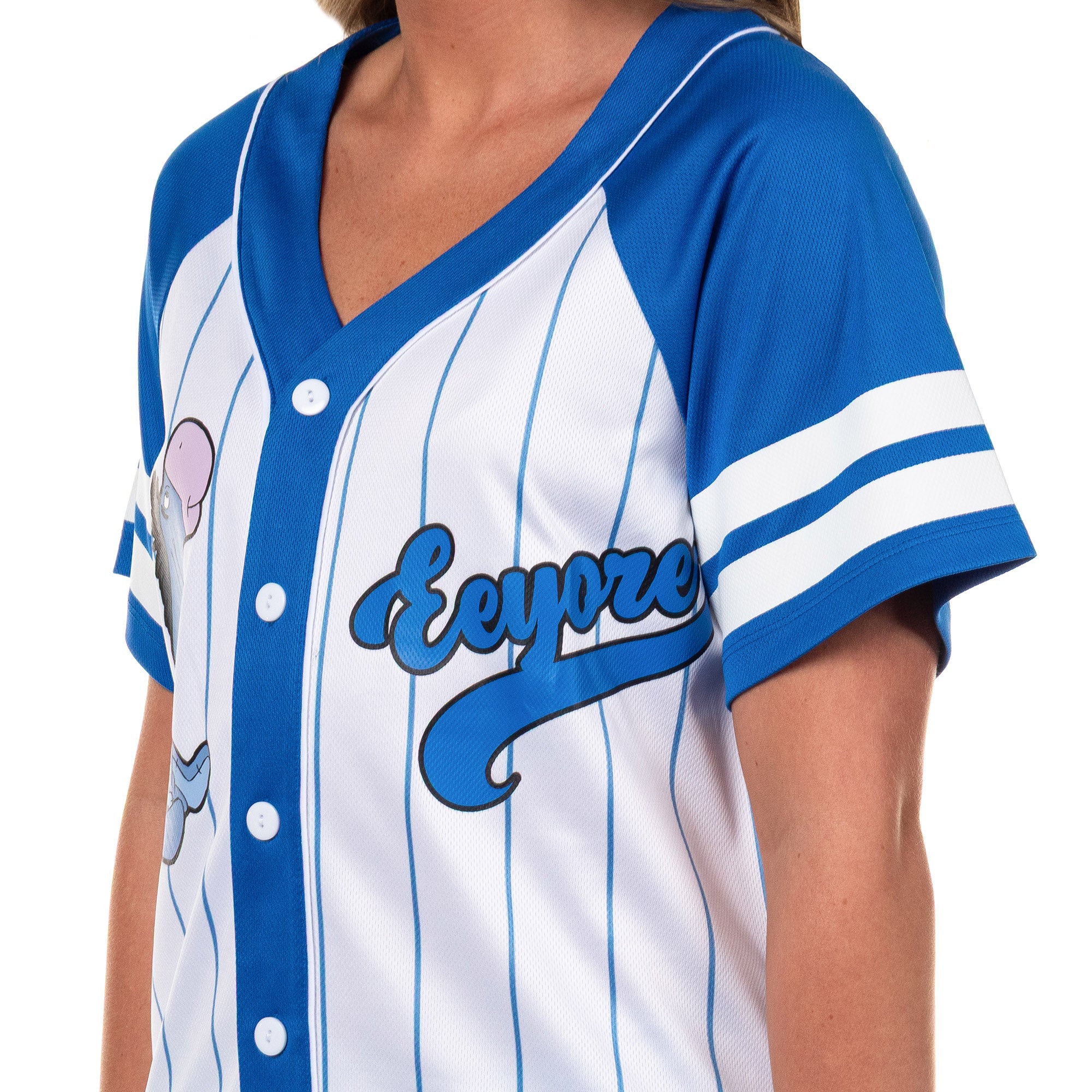 Disney Winnie The Pooh Baseball Jersey Women's Eeyore Button Up Shirt