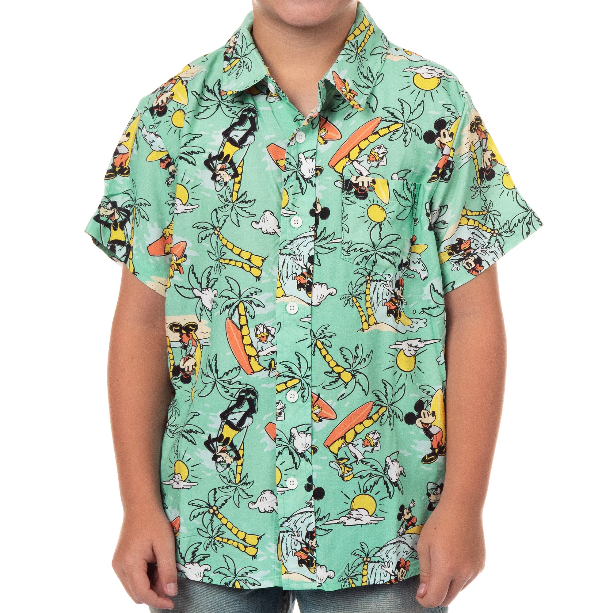 Disney Mickey and Friends Hawaiian Shirt Boys' Woven Button-Up Top