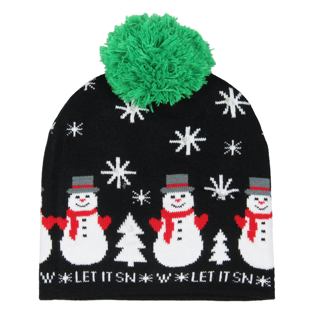 Festive Holiday Novelty Adult Light Up Knit Beanie Pom Pom Hat Cap OSFM