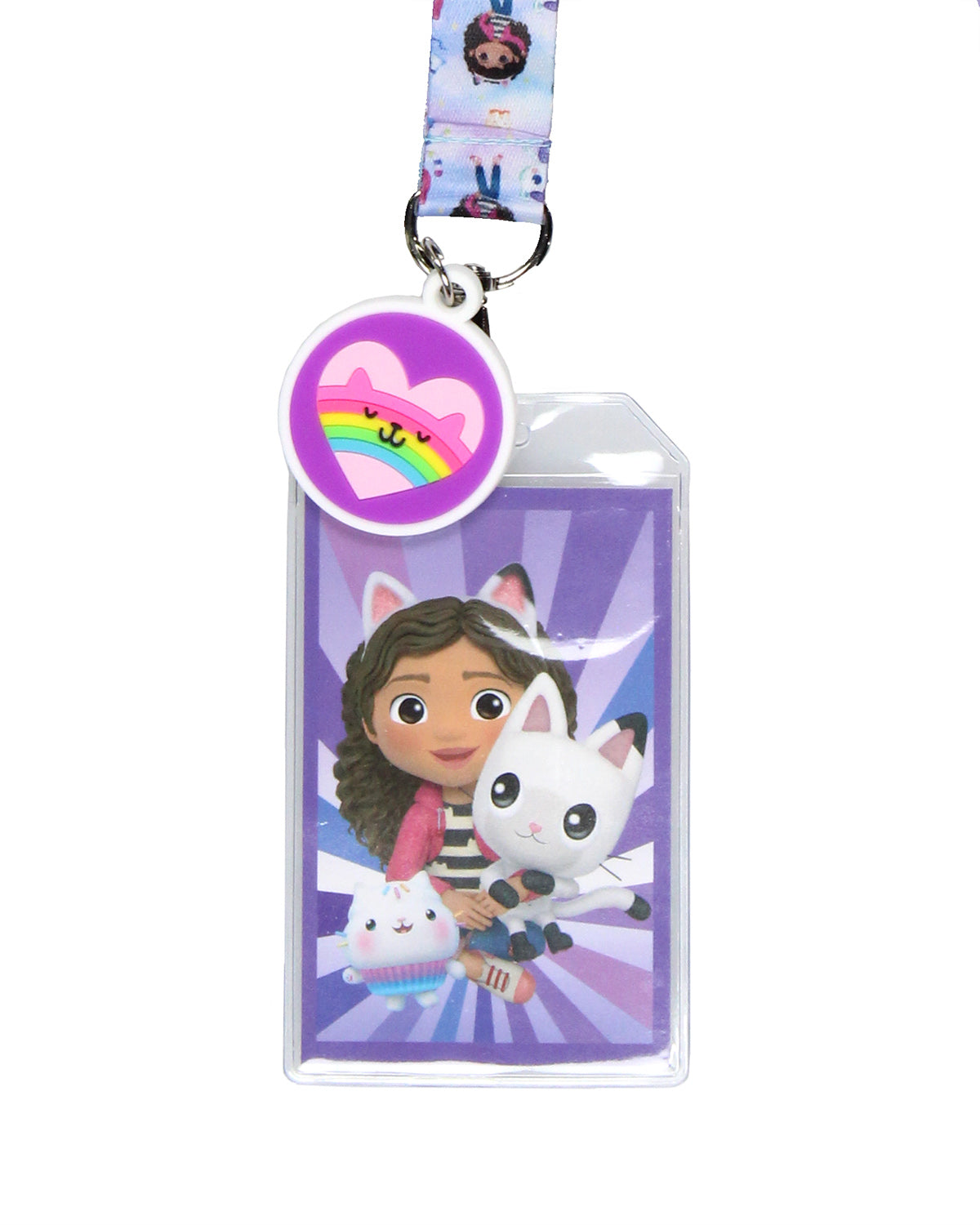 Gabby's Dollhouse Lanyard Badge Holder With Card and 2" Cat Pendant