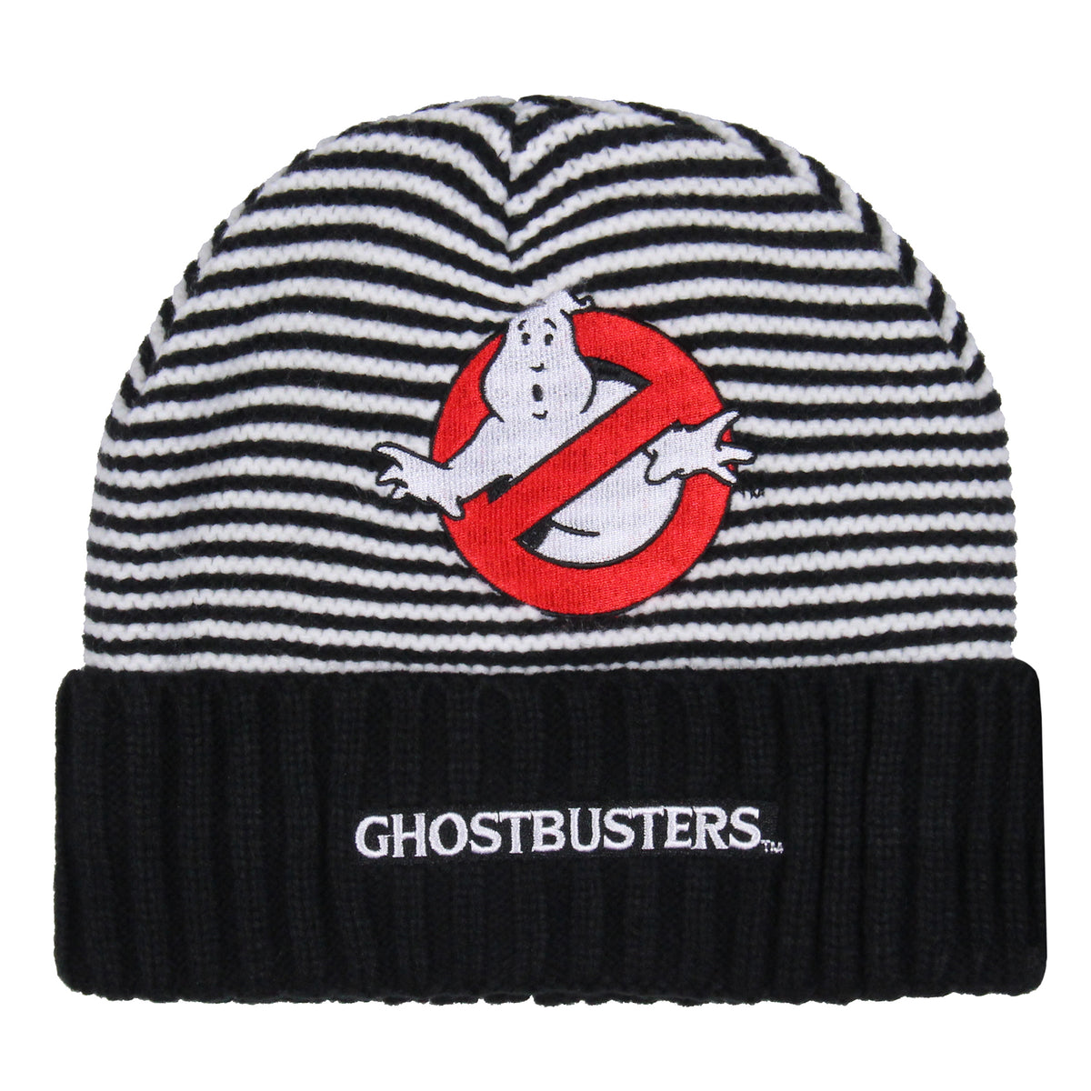 Ghostbusters Beanie Men's Embroidered Logo Striped Cuffed Beanie Cap Hat OSFM