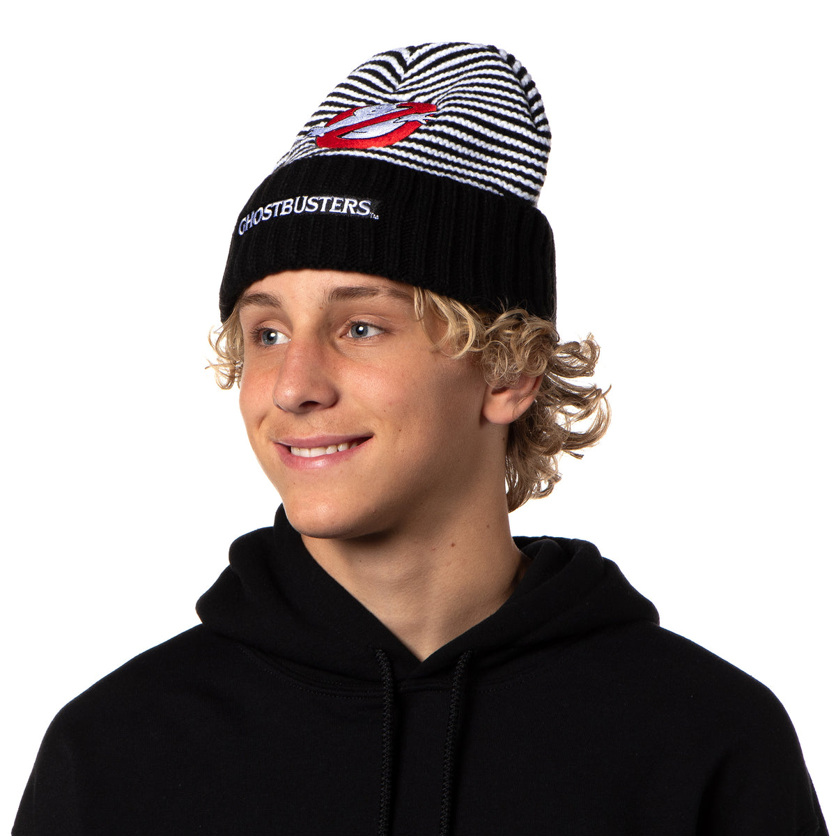 Ghostbusters Beanie Men's Embroidered Logo Striped Cuffed Beanie Cap Hat OSFM