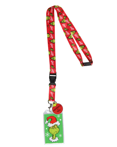 The Grinch Lanyard Badge Holder With Grinch Card and 2" Rubber Ornament Pendant