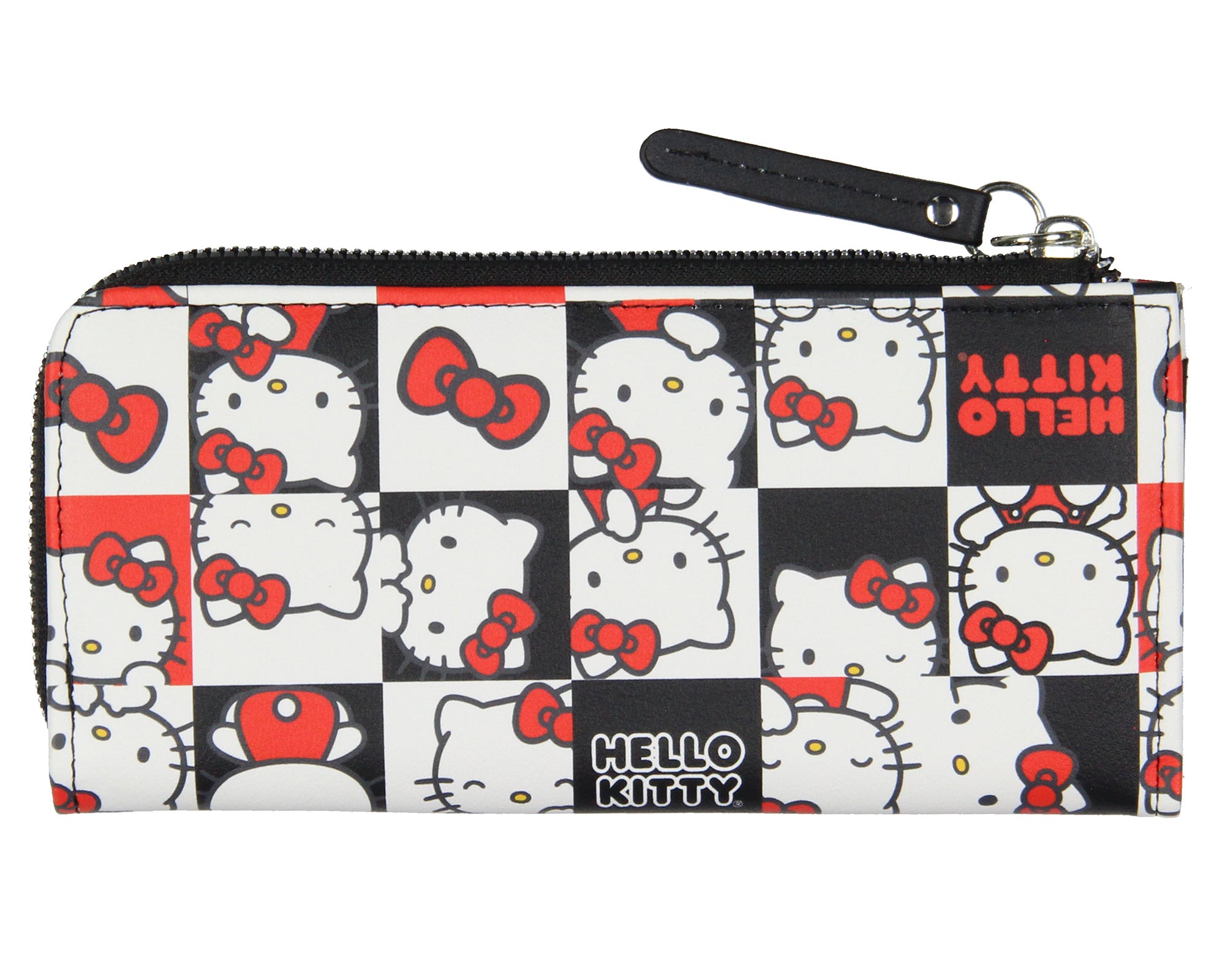 Sanrio Hello Kitty Checkerboard Character Design Faux Leather Full Zip Wallet - Seven Times Six